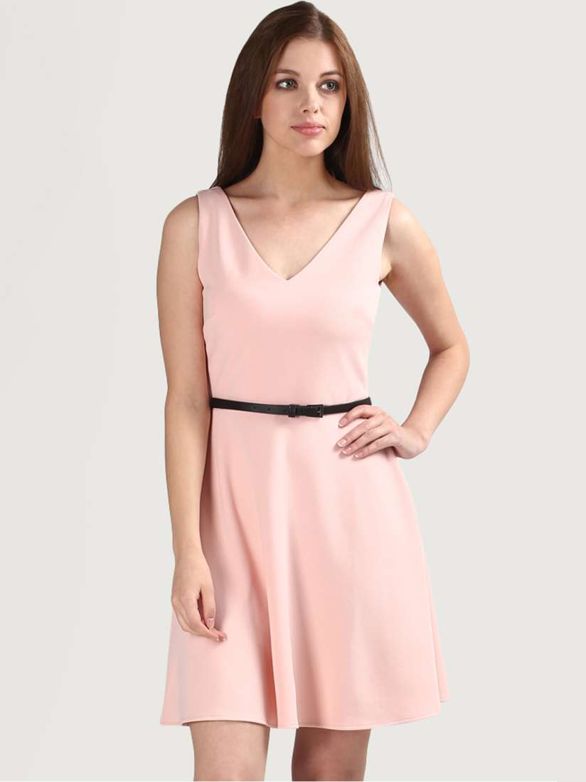 Buy COVER STORY Women Peach Solid A line Dress Dresses for Women 1500823 Myntra