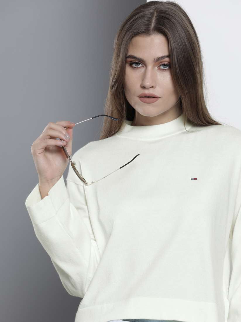 Tommy hilfiger women's white sweater sale
