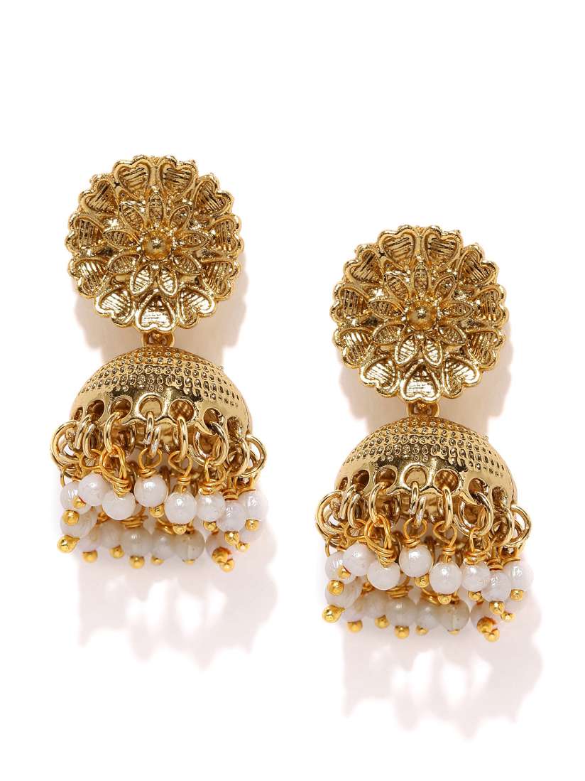 Buy Zaveri Pearls Gold Plated Embellished Jhumka Earrings Earrings for Women 1501436 Myntra
