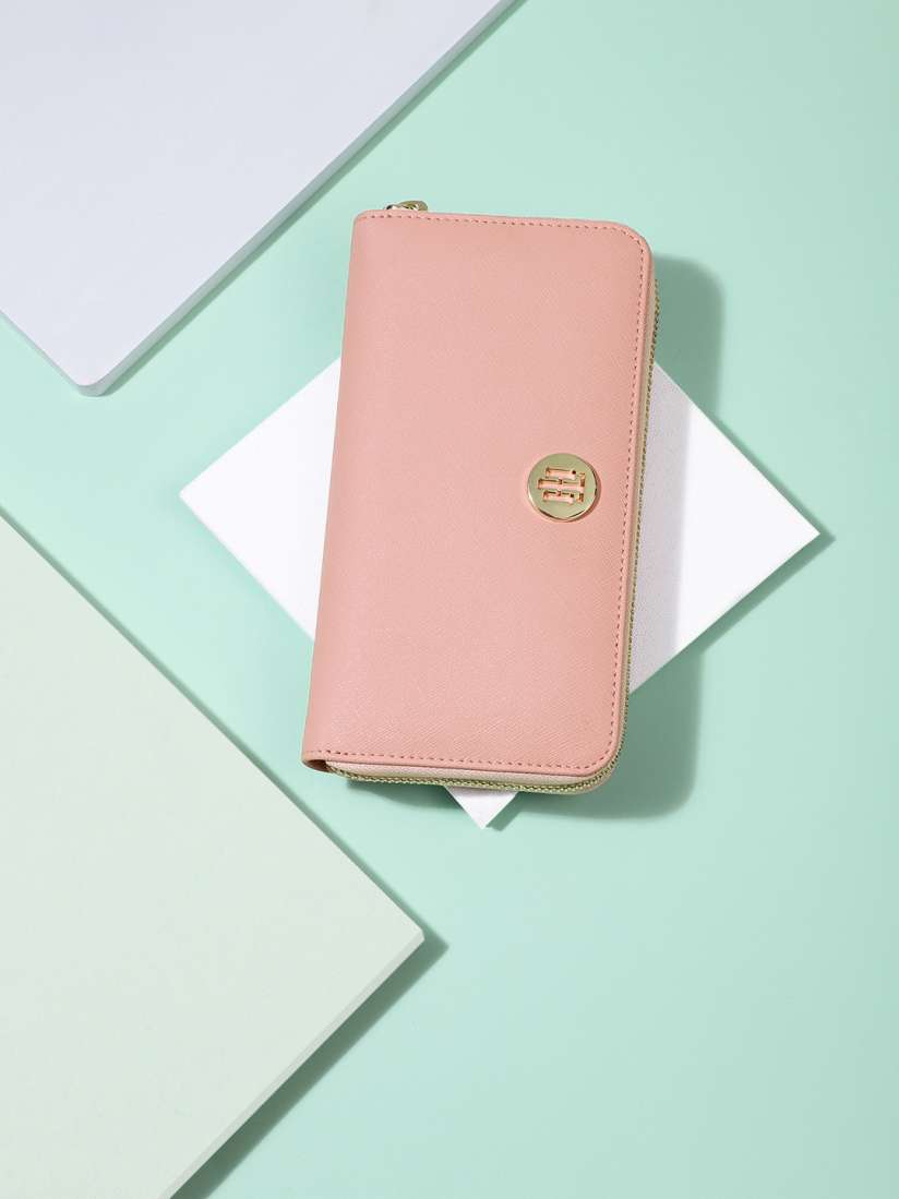 Buy Tommy Hilfiger Women Pink Saffiano Effect Leather Zip Around Wallet Wallets for Women 15017292 Myntra