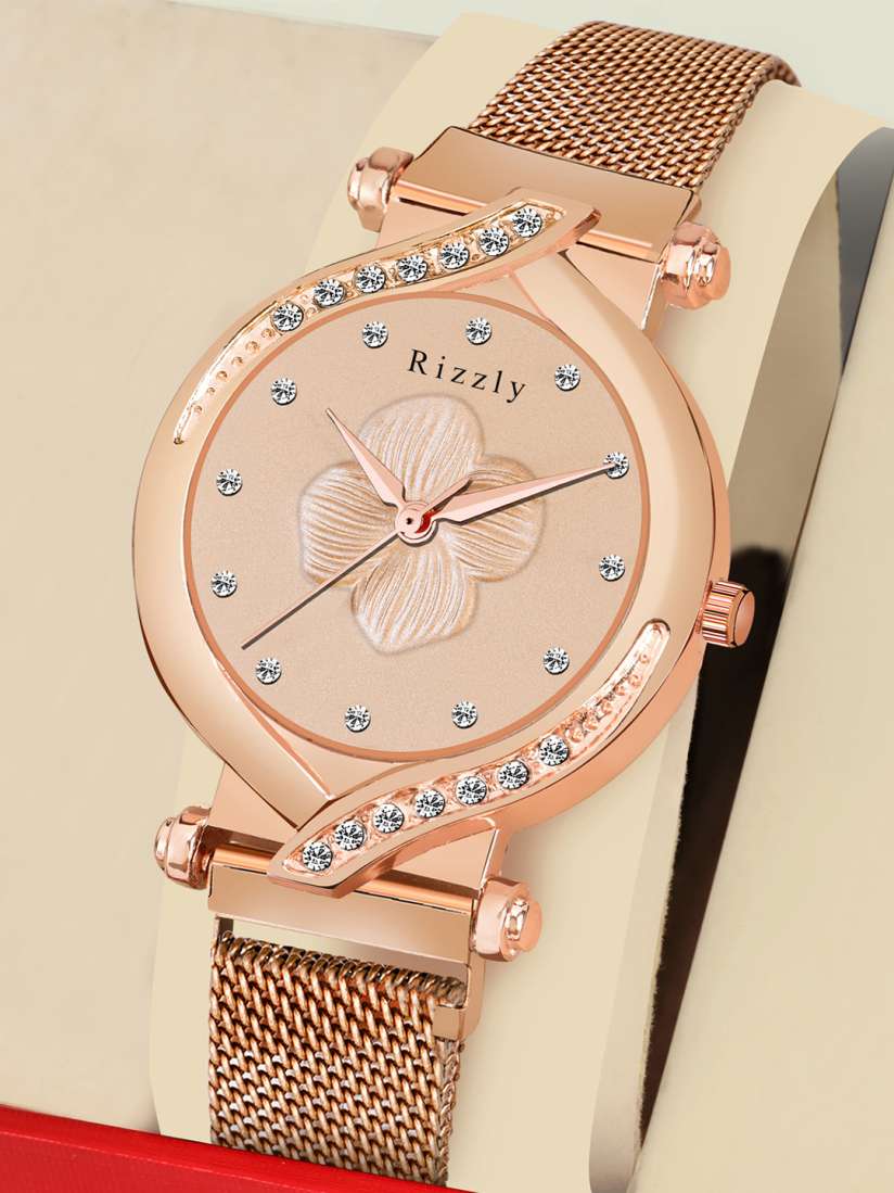 Buy Rizzly Women Rose Gold Toned Brass Dial Rose Gold Toned Stainless Steel Watch RZ 141 Watches for Women 15017802 Myntra