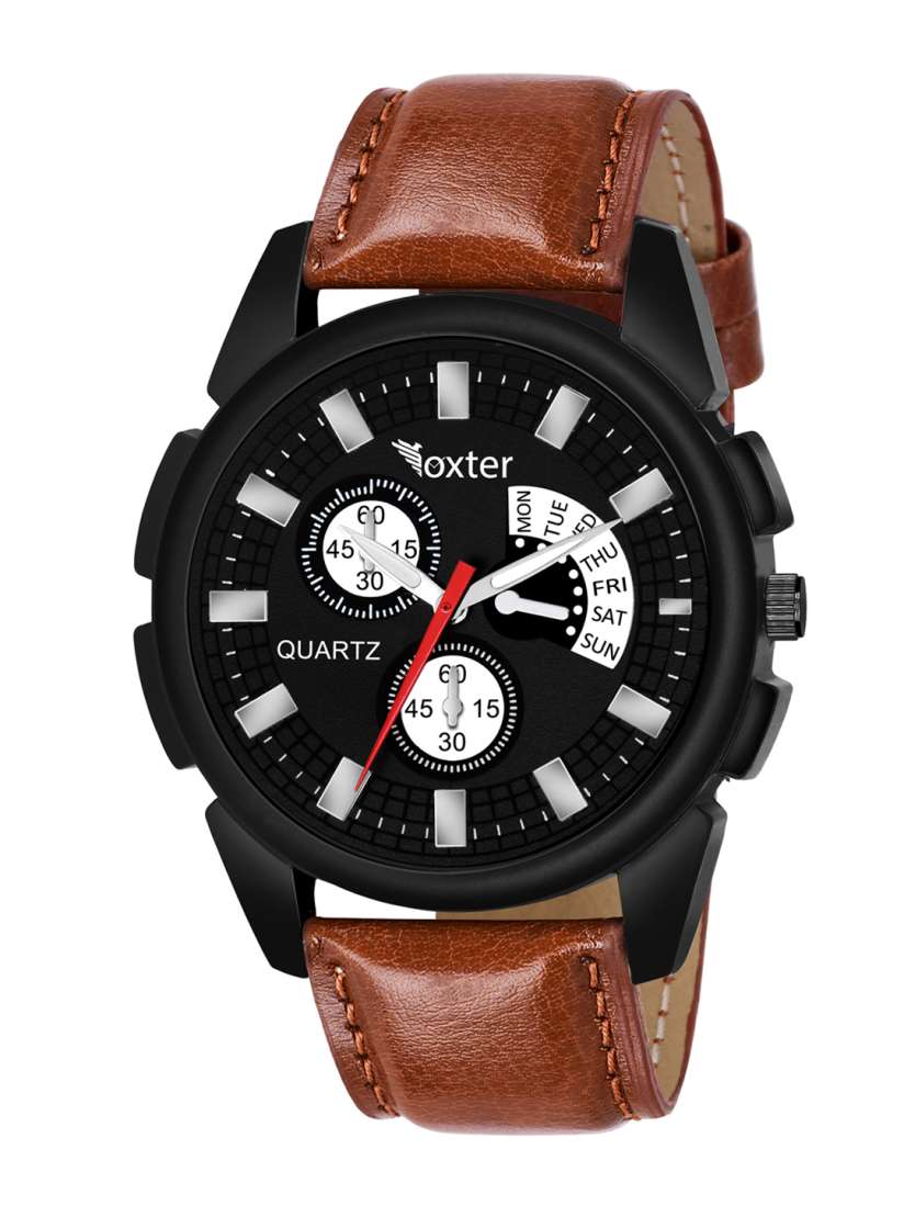 Foxter black leather chronograph watch 2025