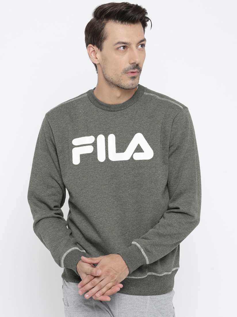Buy FILA Men Charcoal Grey Printed Sweatshirt Sweatshirts for Men 1502726 Myntra