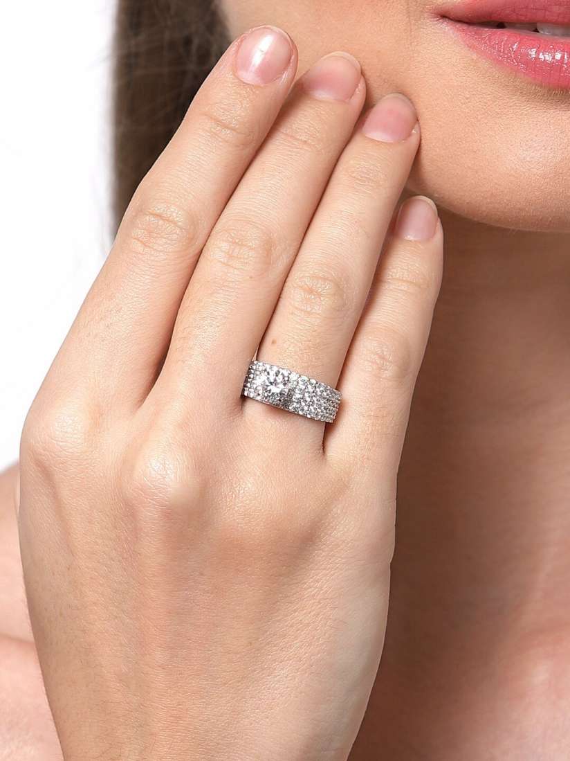 Buy Clara Women Silver Swiss Zirconia Ring - Ring for Women 
