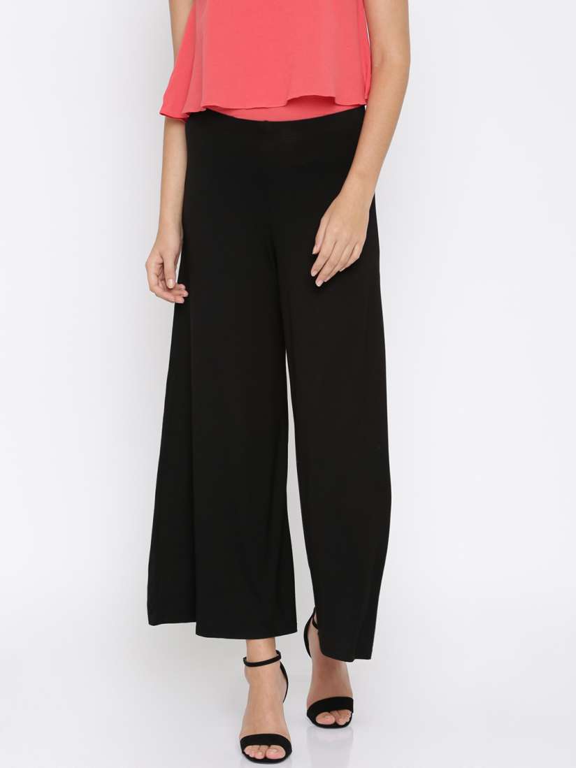 Buy AND Women Black Solid Leg Fit Palazzos Palazzos for Women 1503946 Myntra