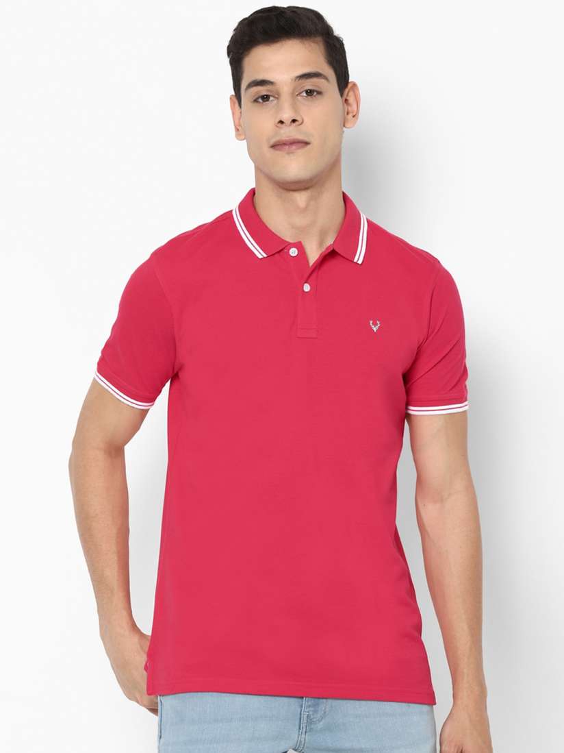 Buy Allen Solly Men Red Polo Collar Pure Cotton T shirt Tshirts for Men 15039726 Myntra