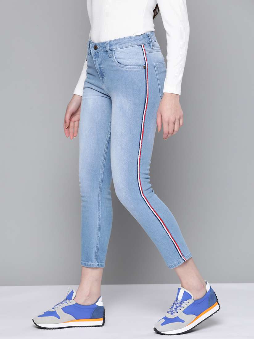 Jeans with side stripe myntra on sale