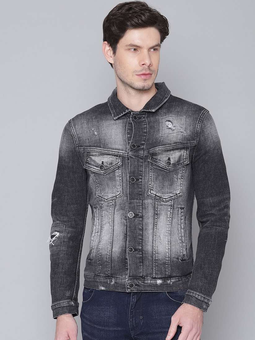 Buy Antony Morato Men Black Washed Denim Jacket Jackets for Men 15047866 Myntra