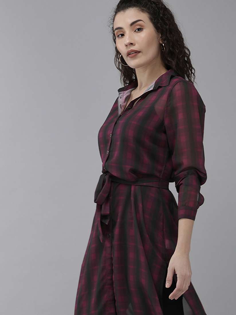 Myntra Long Check Shirt Dress Buy Mast Harbour Checked Button-Down