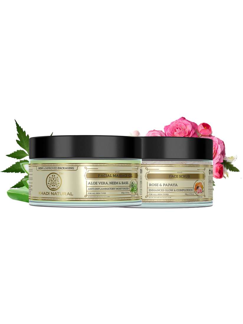 Buy Khadi Natural Unisex Sustainable Set Of Facial Massage Gel Face Scrub Serum and Gel for Unisex 15062580 Myntra