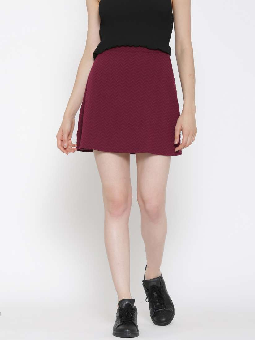 Buy MANGO Burgundy Chevron Patterned Mini A Line Skirt Skirts for Women 1506283 Myntra