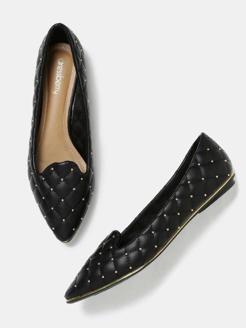 Buy DressBerry Women Black Quilted Flat Shoes Flats for Women 1506597 Myntra
