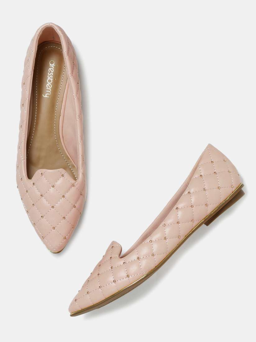 Buy DressBerry Women Pink Quilted Flat Shoes Flats for Women 1506598 Myntra