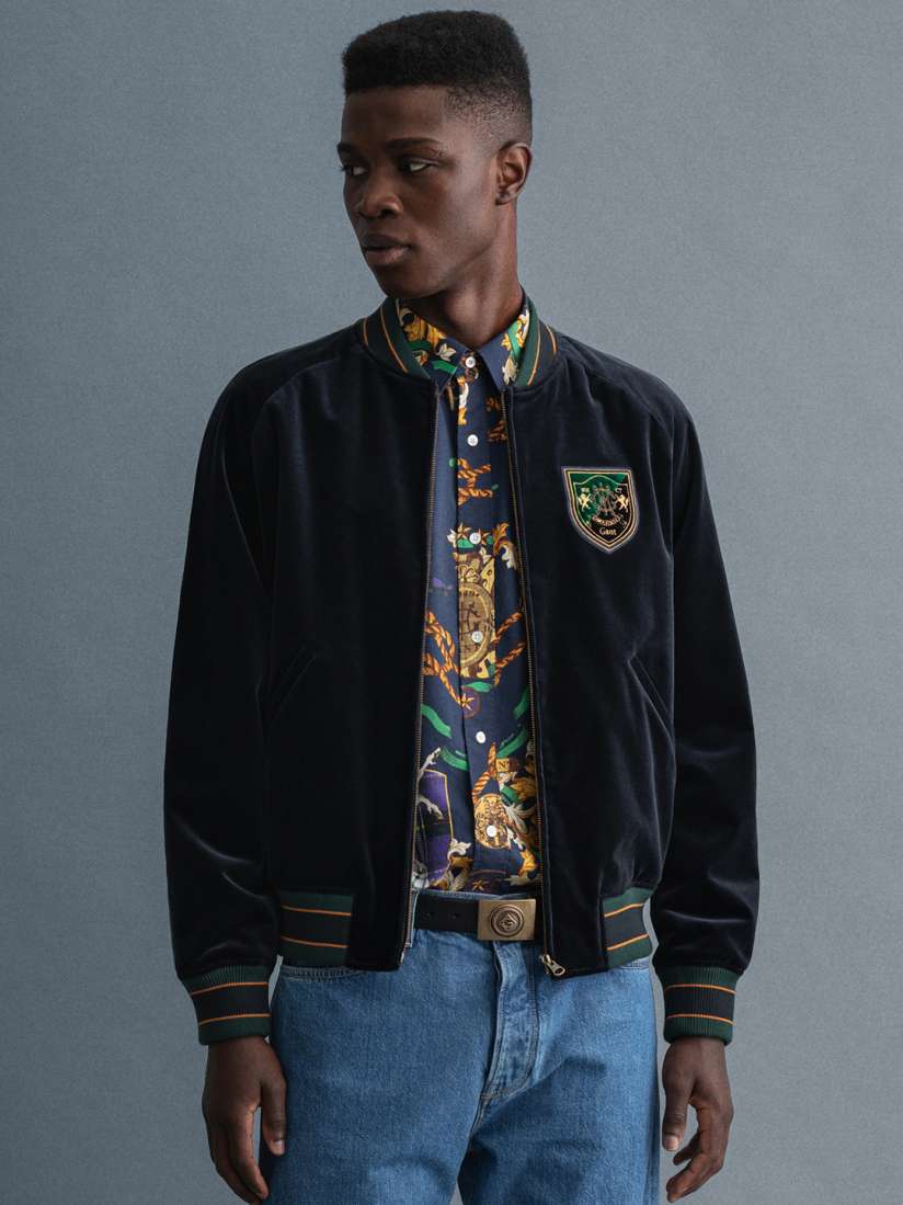 Buy GANT Men Black Brand Logo Bomber with Patchwork Jacket Jackets for Men 15068360 Myntra