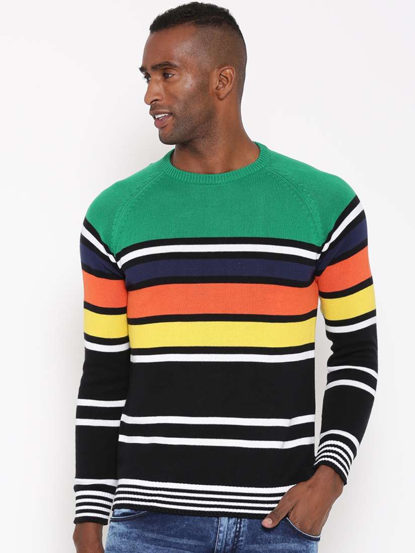 Buy United Colors of Benetton Men Multicoloured Striped Sweater Sweaters for Men 1506877 Myntra