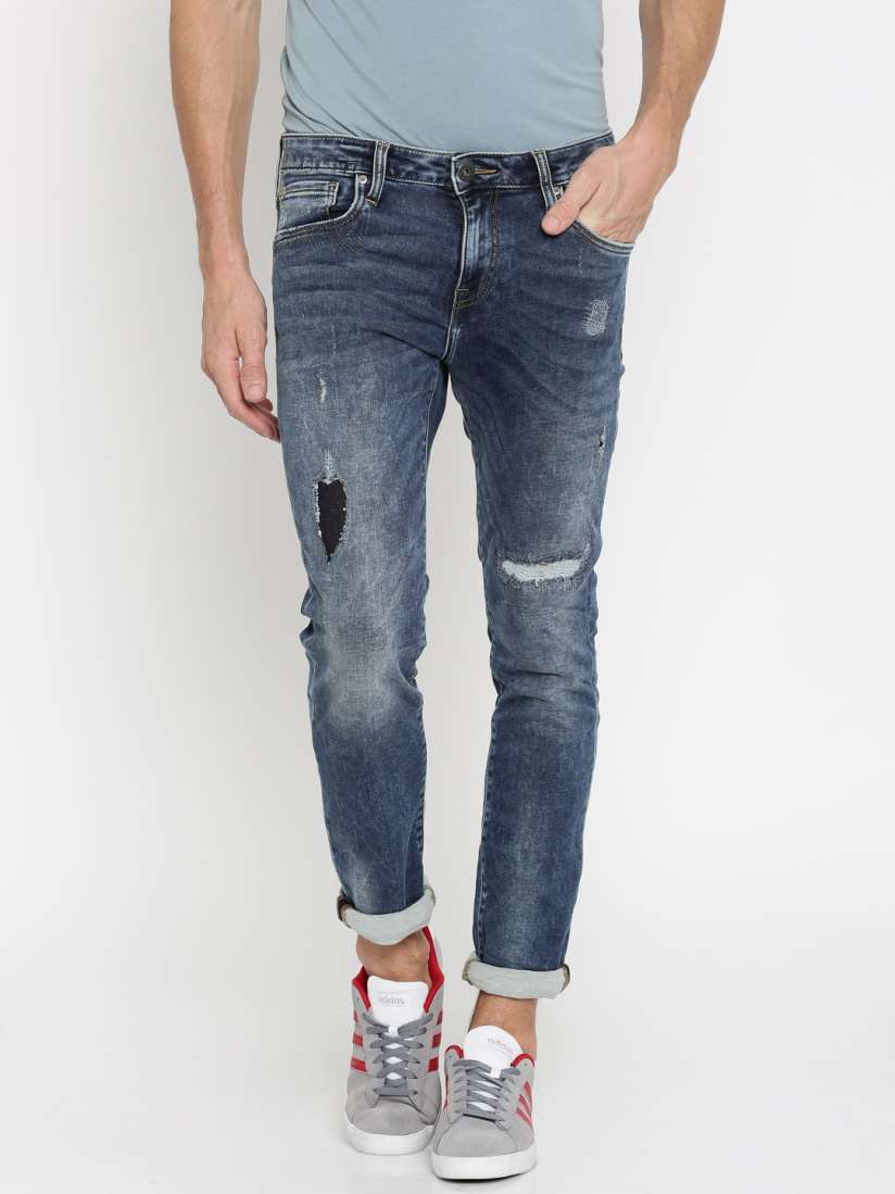 Buy Jack Jones Men Blue Slim Fit Low Rise Mildly Distressed Stretchable Jeans Jeans for Men 1506951 Myntra