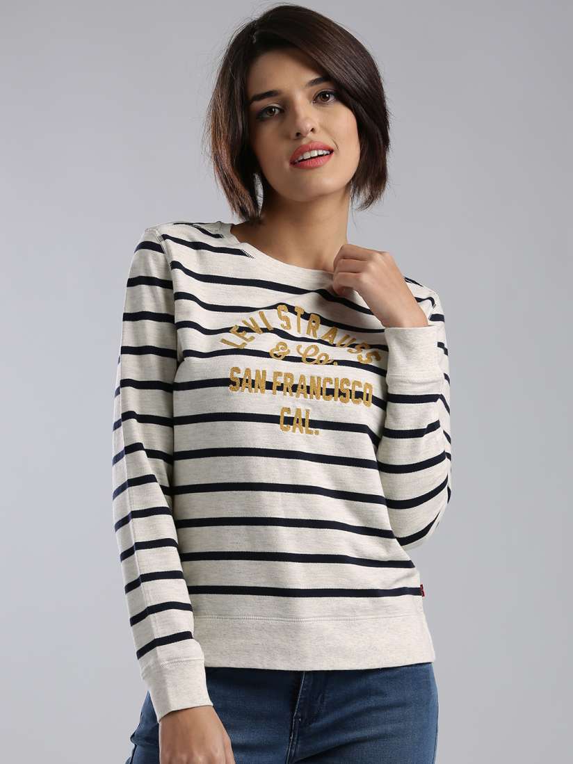 Buy Levi s Women Off white Striped T Shirt Tshirts for Women 1507635 Myntra