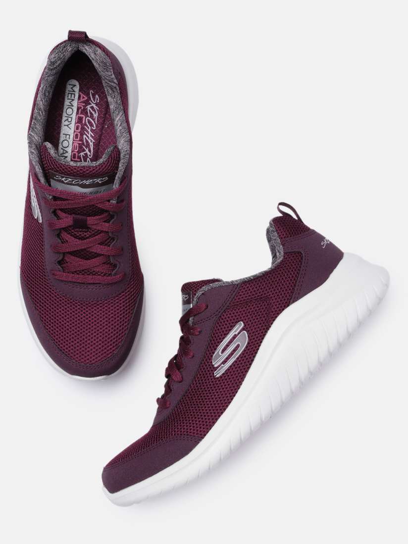 Womens burgundy skechers top