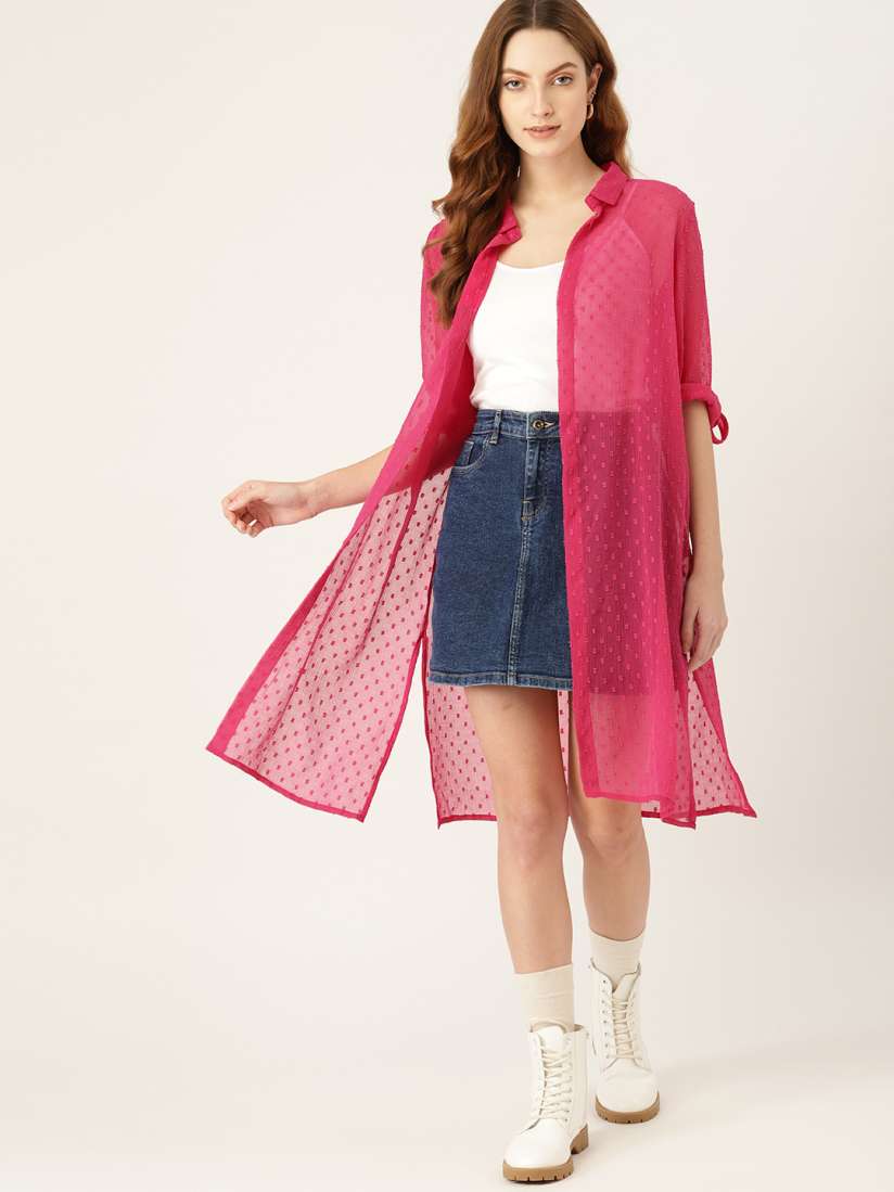 Buy DressBerry Women Pink Longline Shrug Shrug for Women 15083744 Myntra