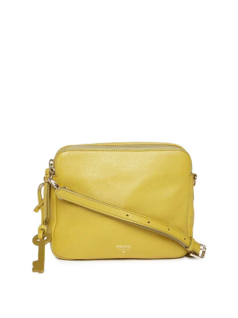 Buy Fossil Mustard Yellow Sydney Cowhide Leather Sling Bag Handbags for Women 1508551 Myntra