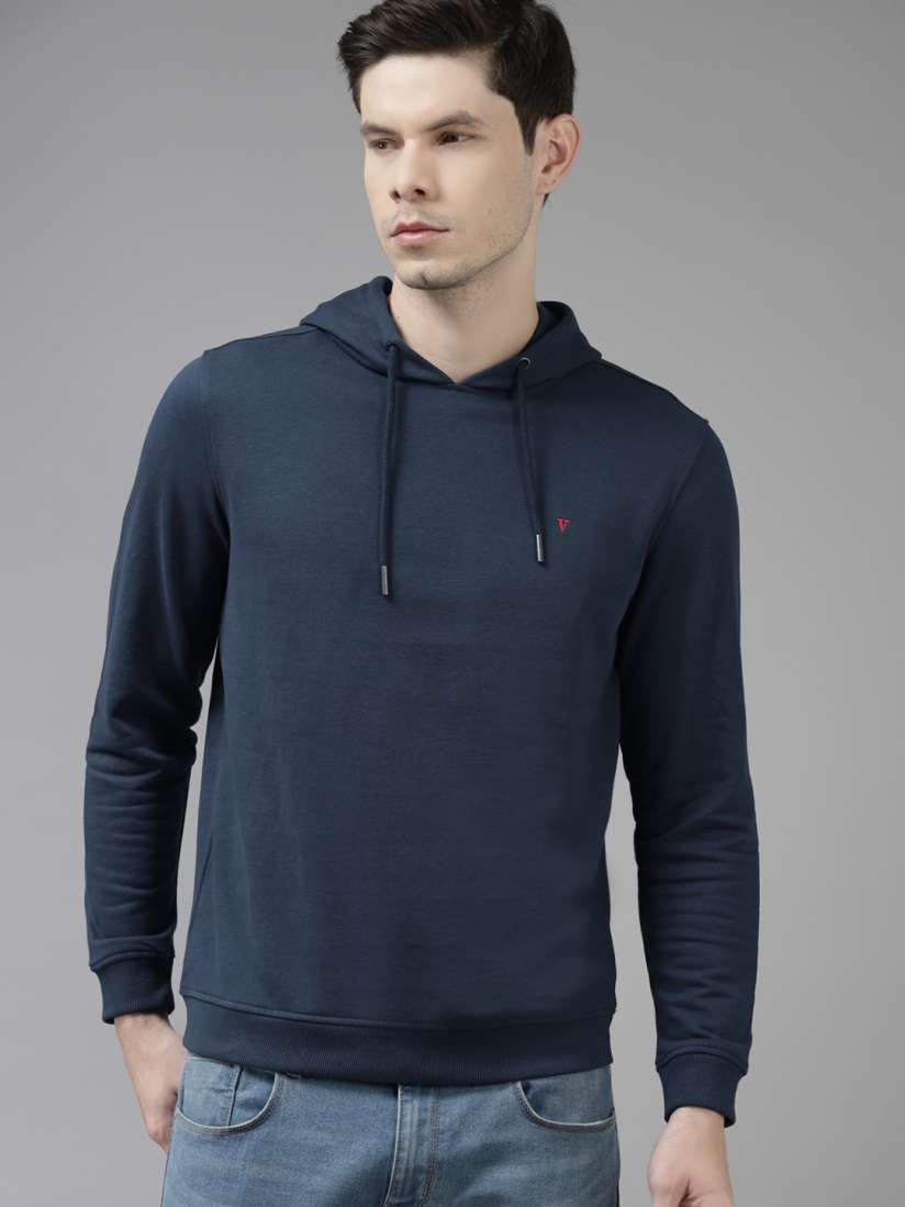 Buy Van Heusen Sport Men Navy Solid Hooded Sweatshirt Sweatshirts for Men 15088806 Myntra