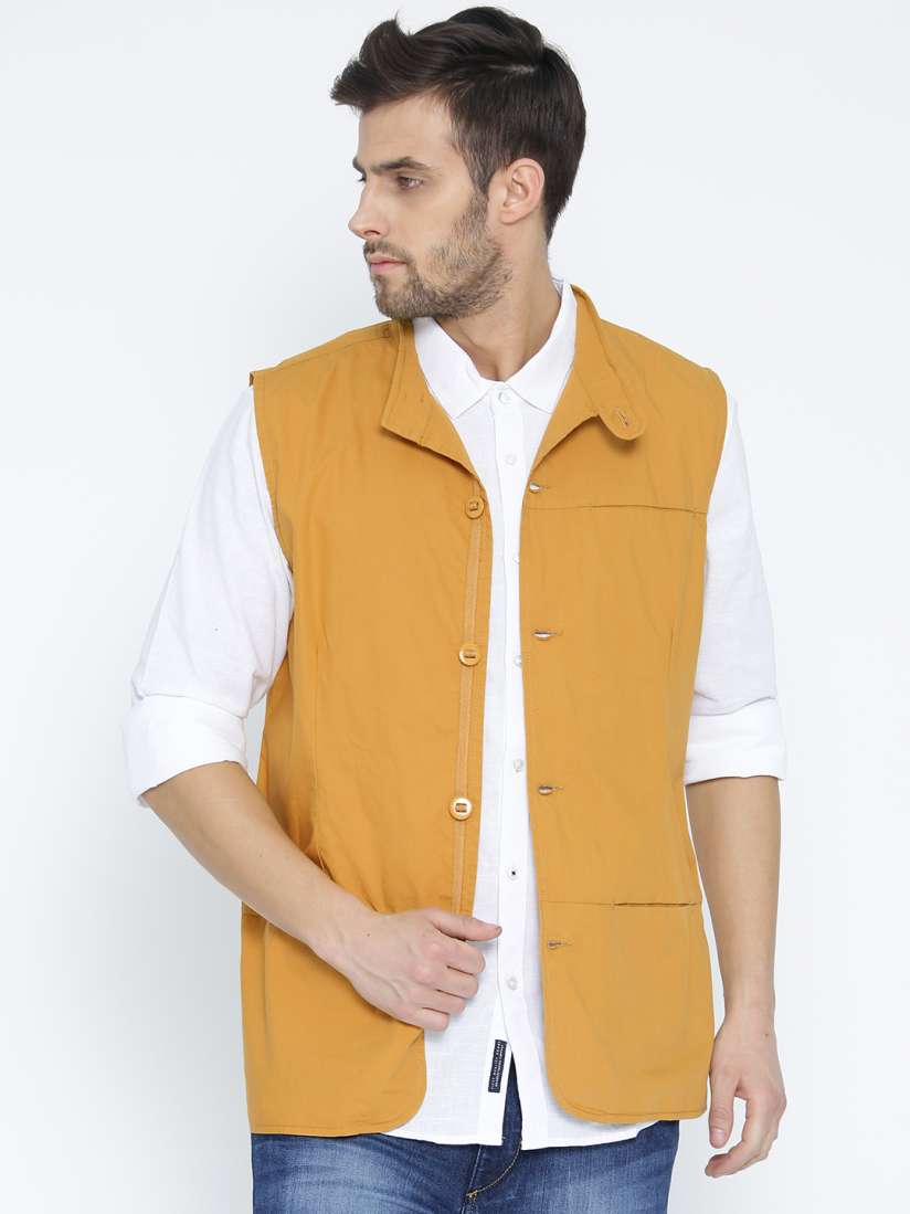 Mustard nehru jacket store