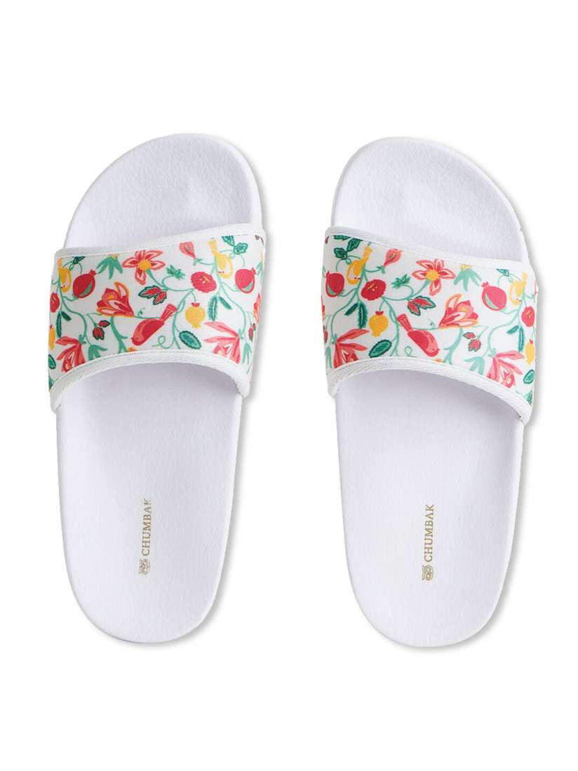 Buy Chumbak Women White Printed Slider Flip Flops Flip Flops for Women 15097250 Myntra