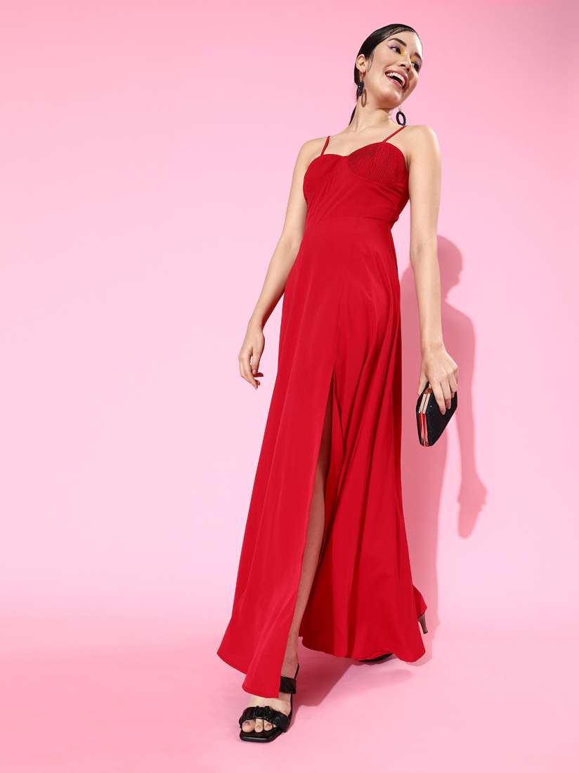 Red gown myntra shop