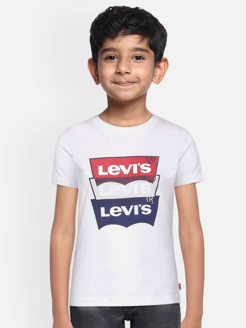 Buy Levis Boys White Red Brand Logo Printed Pure Cotton T shirt Tshirts for Boys 15099676 Myntra