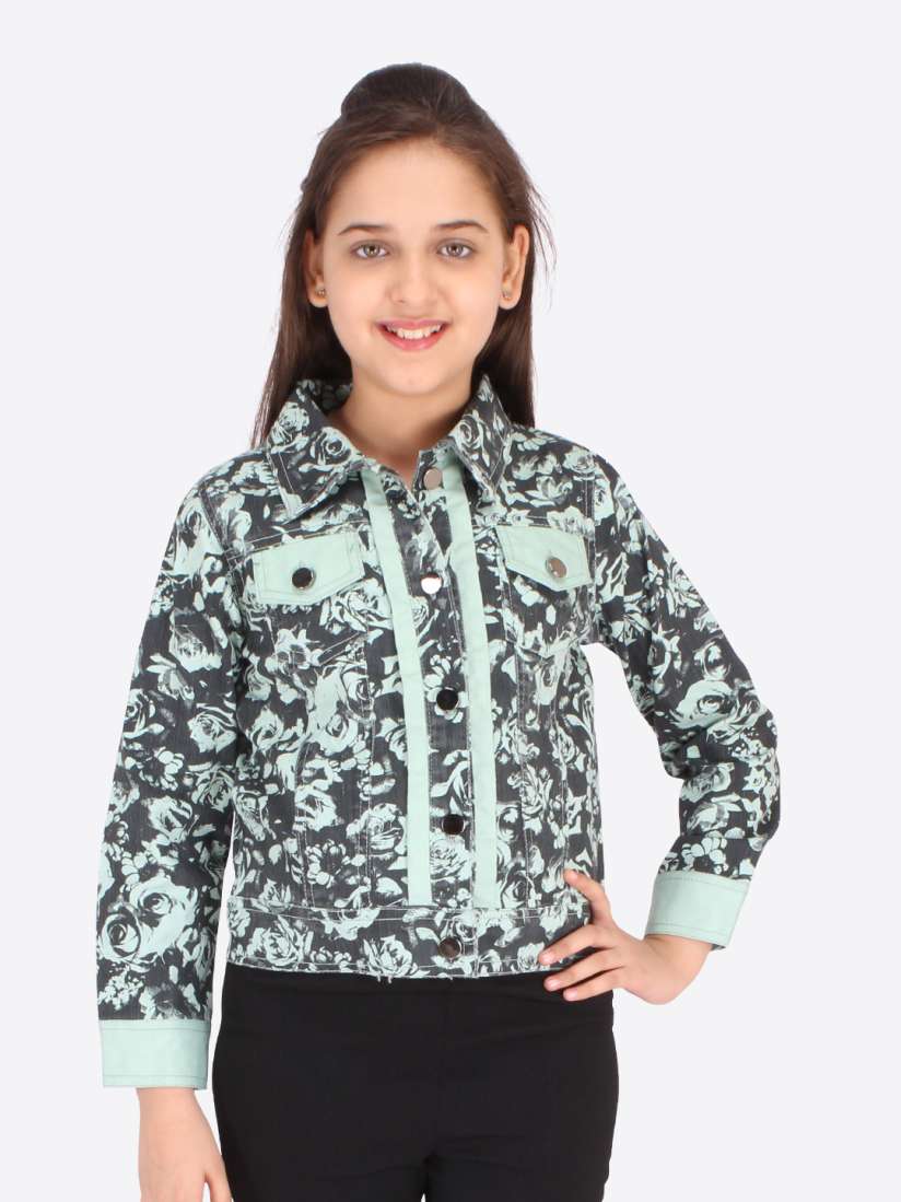 Buy CUTECUMBER Girls Black Green Floral Printed Jacket Jackets for Girls 15101766 Myntra
