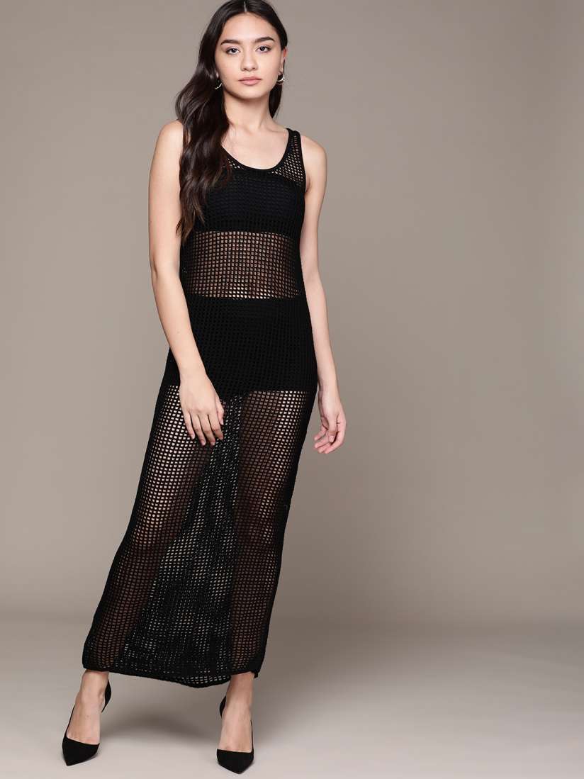 Black maxi dress myntra sales
