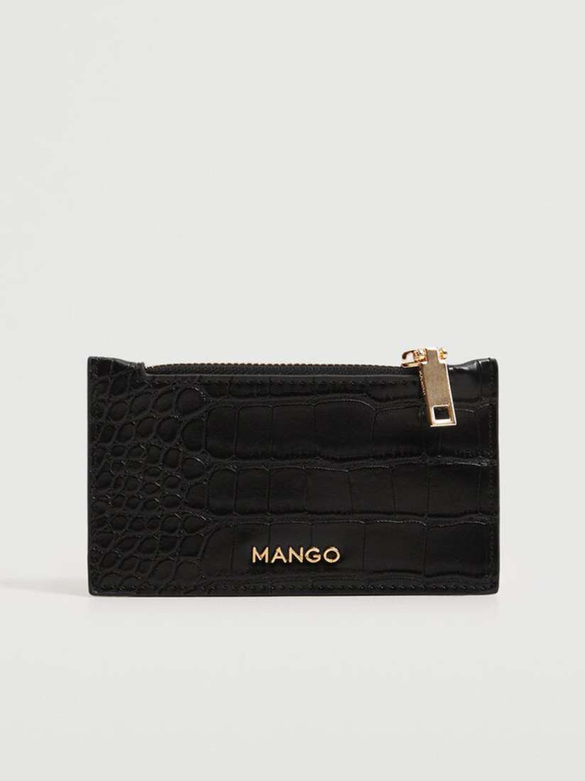 Buy MANGO Women Black Croc Textured Card Holder Wallets for Women 15102968 Myntra