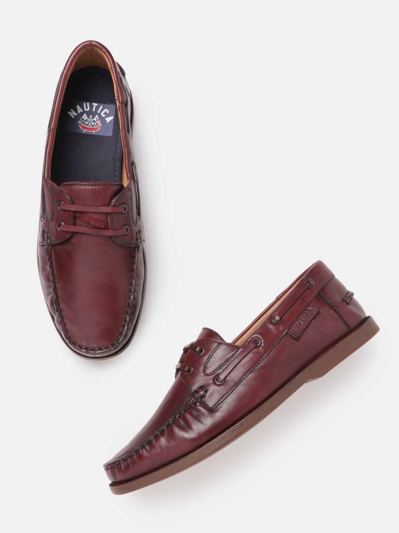 Buy Nautica Men Burgundy Solid Leather Boat Shoes Casual Shoes for Men 15106074 Myntra