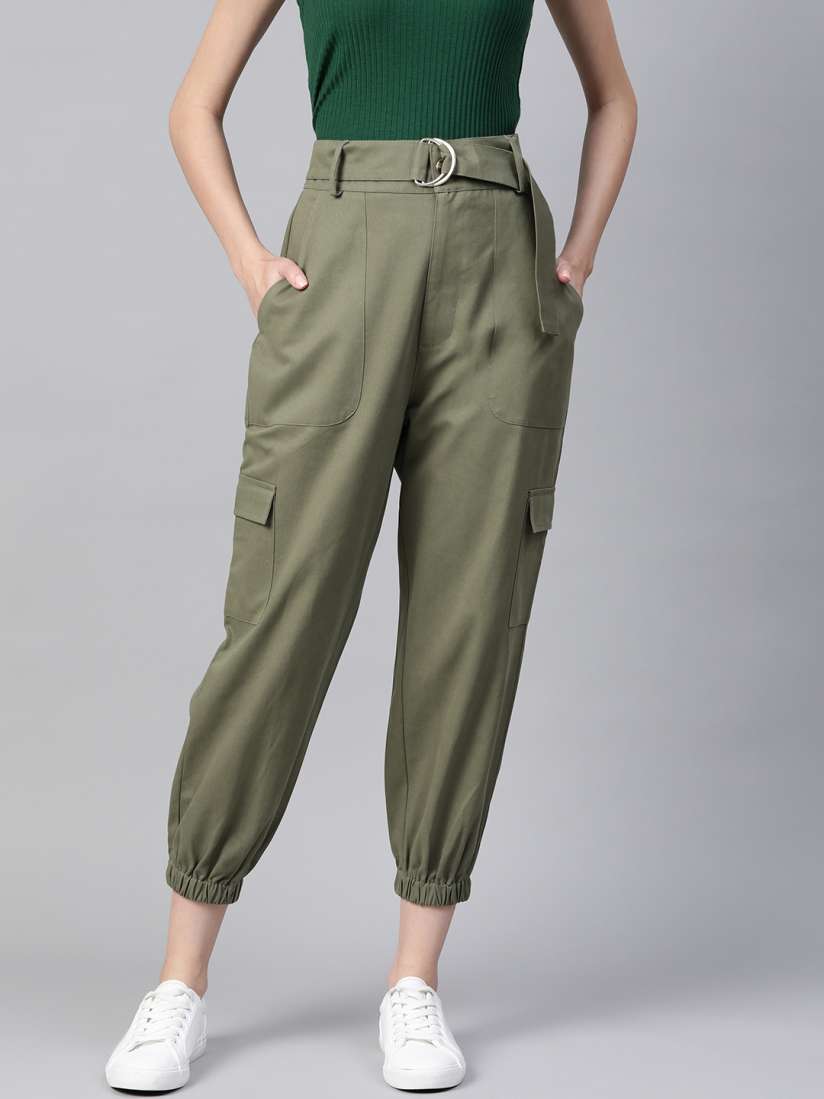 Olive cargo joggers womens on sale