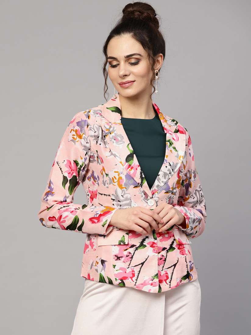 Pink floral blazer womens online
