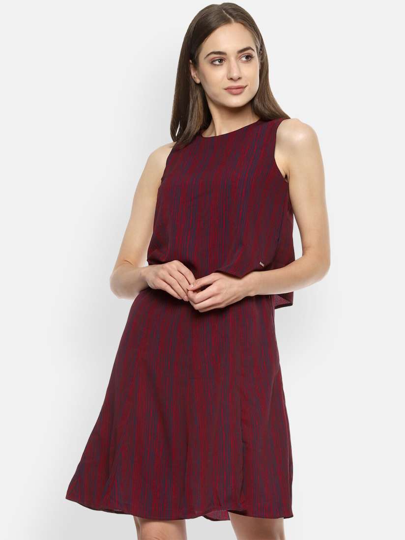 Buy Van Heusen Woman Maroon A Line Dress Dresses for Women 15112154 Myntra