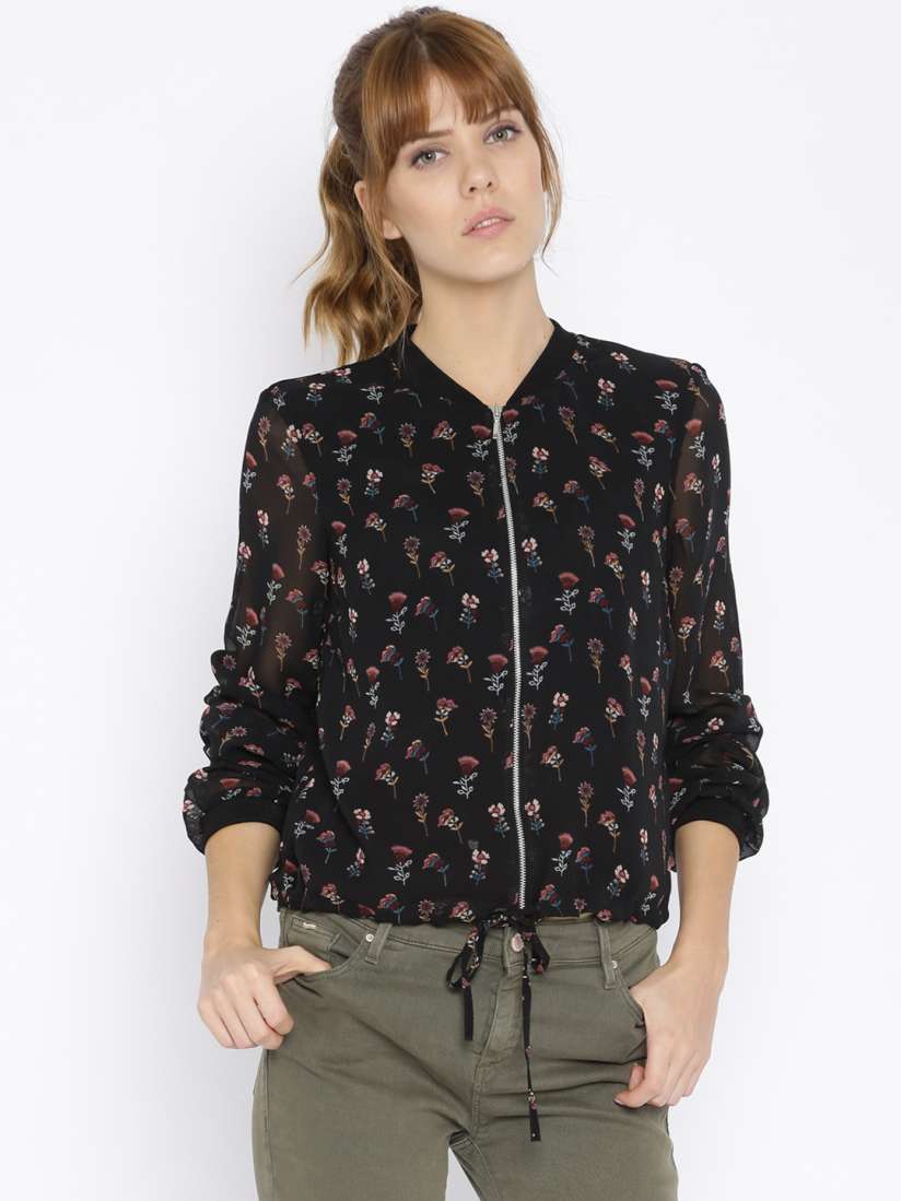 Buy Vero Moda Black Floral Print Jacket Jackets for Women 1511800 Myntra