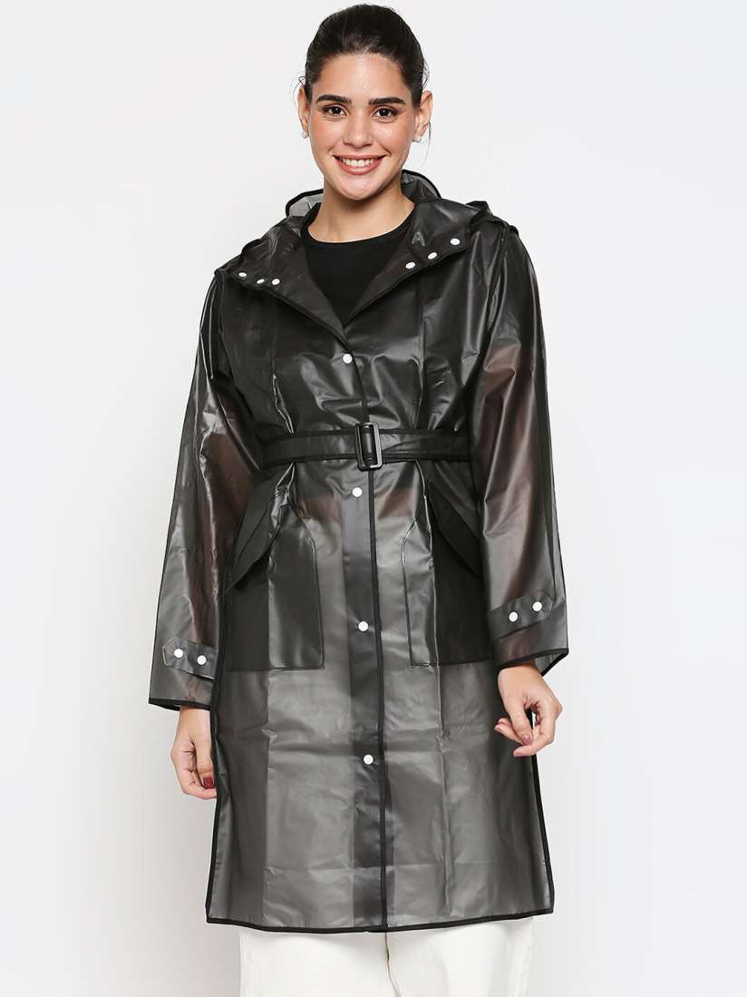 Buy 20Dresses Women Black Solid Comfort Fit Knee Length Rain Jacket Rain Jacket for Women 15118098 Myntra