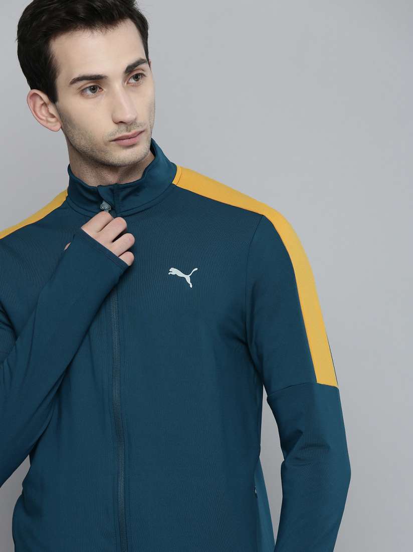 Buy one8 x Puma Men Teal Blue Yellow Colourblocked Virat Kohli Sporty Track Jacket Jackets for Men 15118816 Myntra