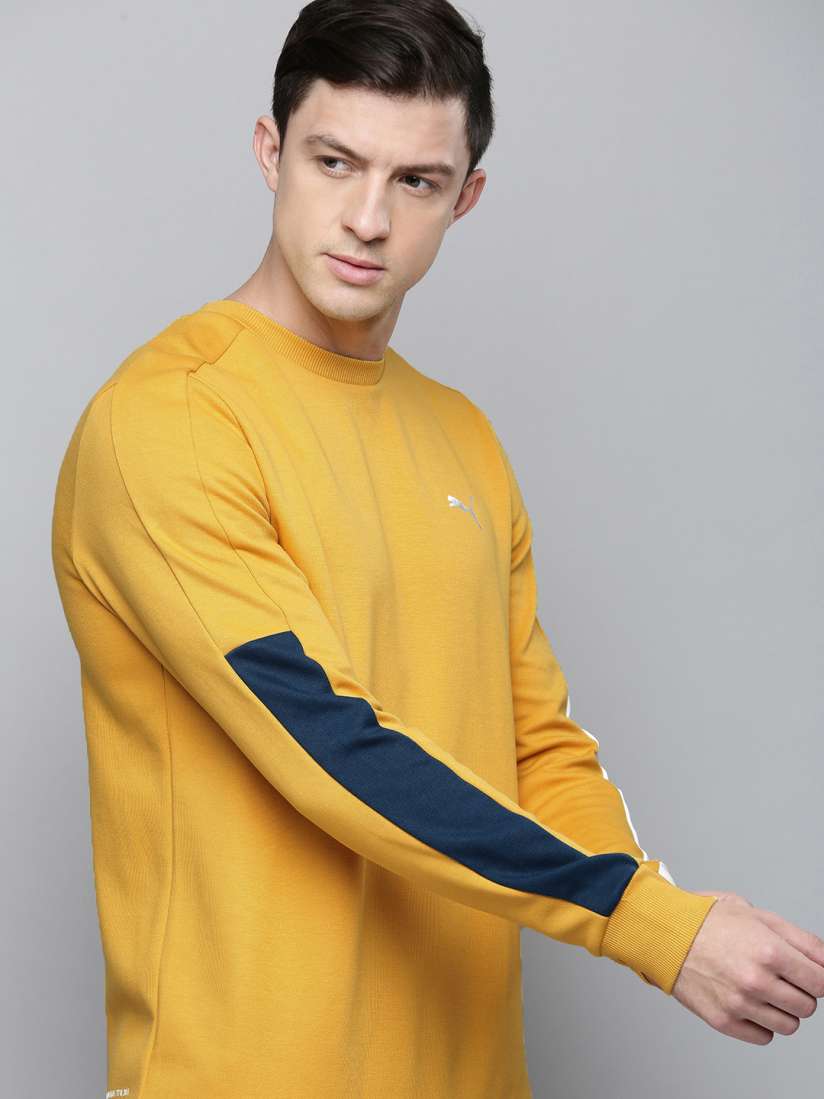 Buy one8 x PUMA Men Mustard Yellow Solid Pullover Sweatshirt With Contrast Detail Sweatshirts for Men 15119000 Myntra