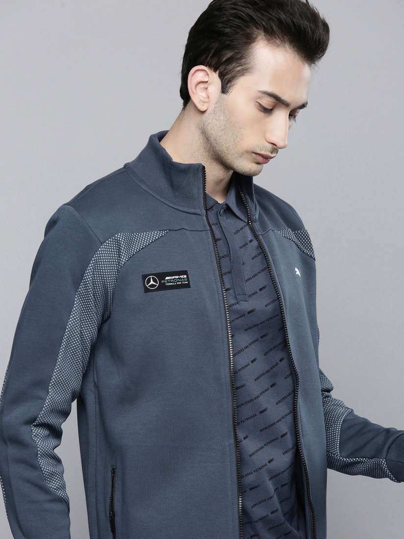 Buy PUMA Motorsport Men Navy Blue Mercedes F1 Slim Fit Sweat Track Jacket Jackets for Men 15119040 Myntra