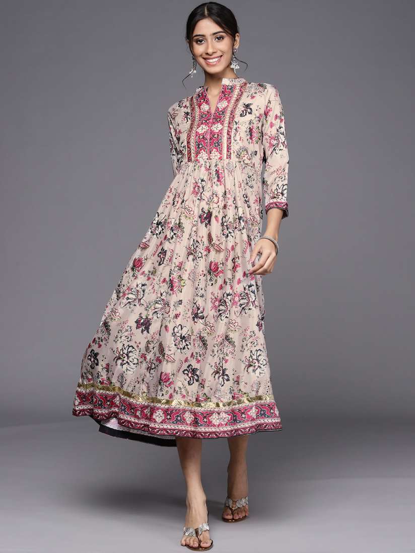 Buy Biba Multicoloured Floral Midi Fit Flare Dress Ethnic Dresses for Women 15126638 Myntra