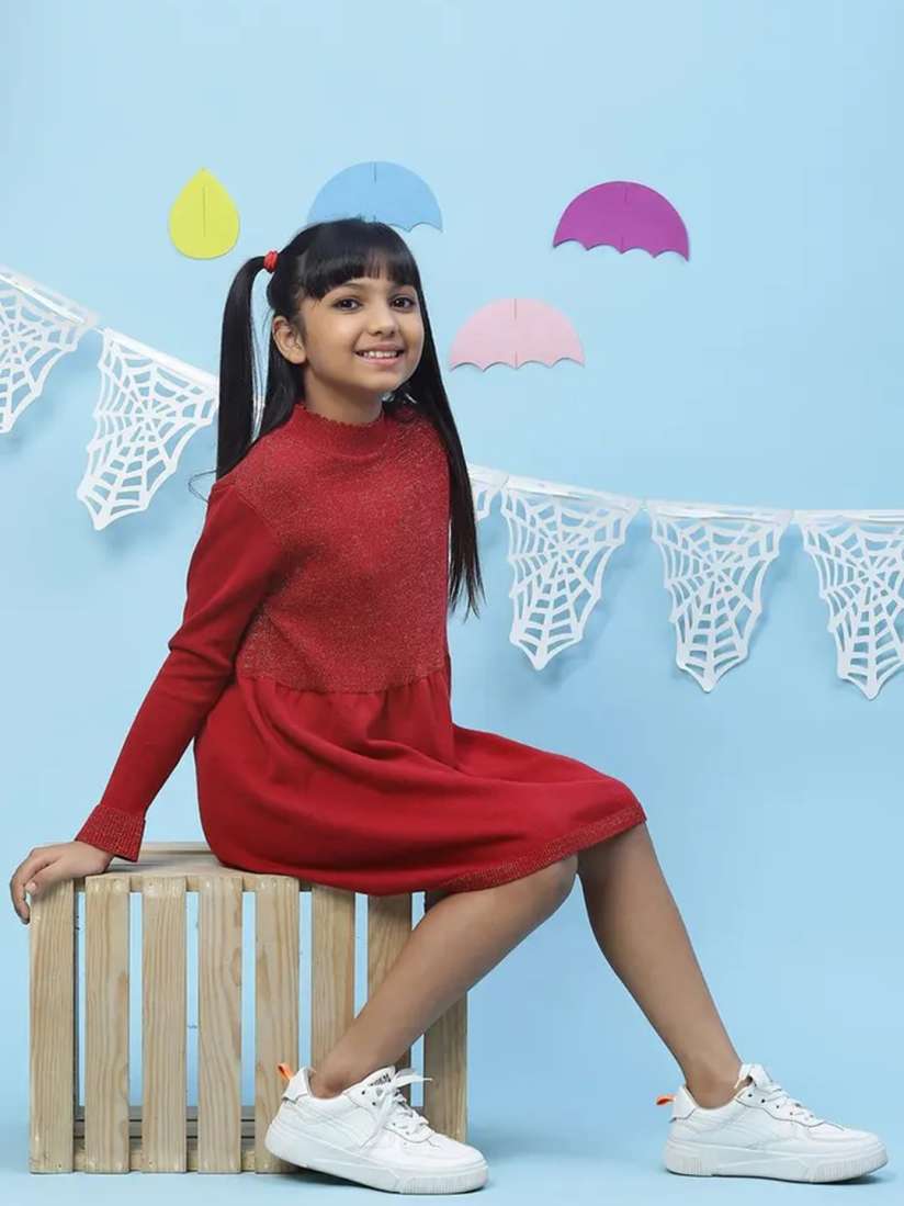 Buy Biba Red Cotton Fit Flare Dress Dresses for Girls 15126696 Myntra