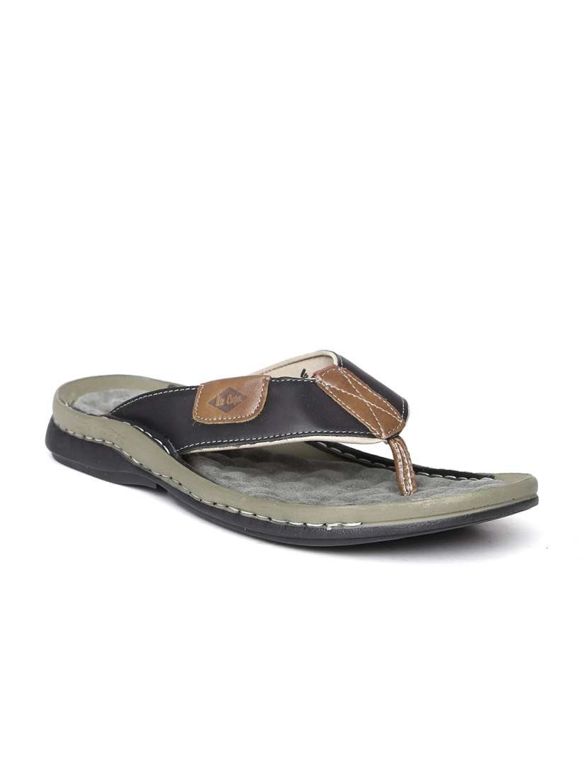 Buy Lee Cooper Men Black Olive Green Leather Sandals Sandals for Men 1512911 Myntra