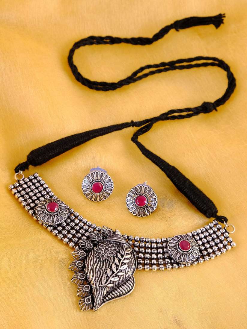 Buy Crunchy Fashion Women Oxidized German Silver Antique Shell Design Necklace With Earrings Jewellery Set for Women 15129328 Myntra
