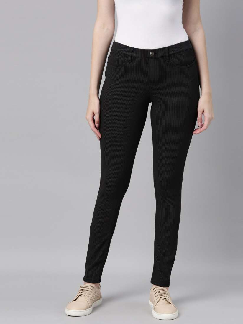 Black striped jeggings outlet