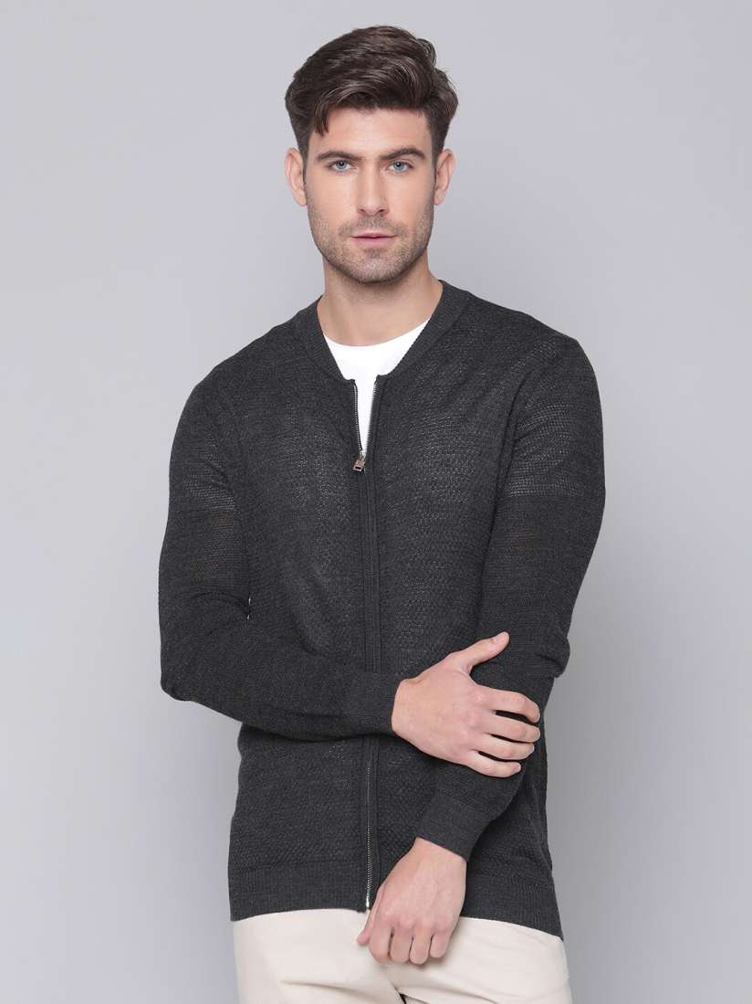 Buy Bruun Stengade Men Charcoal Grey Front Open Sweater Sweaters for Men 15136294 Myntra