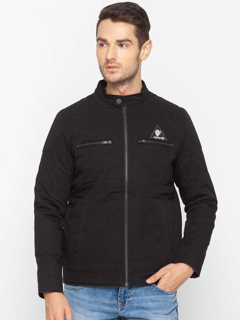 Spykar black bomber jacket hotsell
