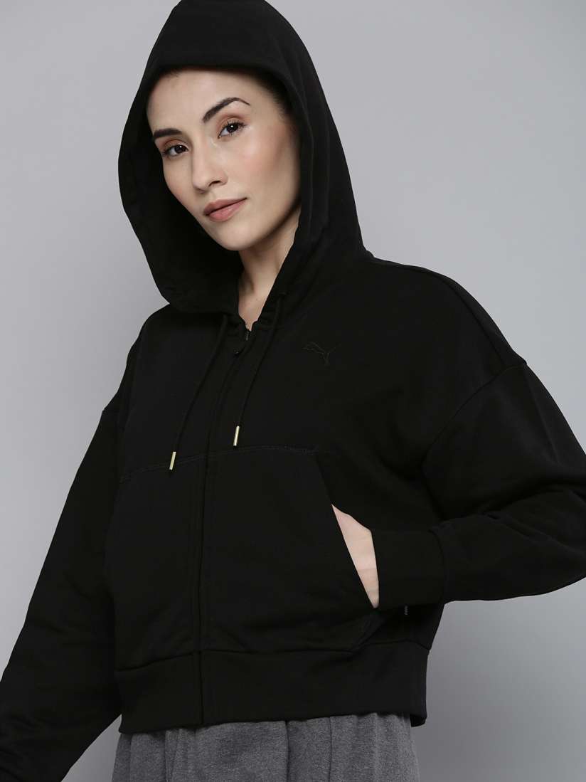 Puma hoodie black womens outlet