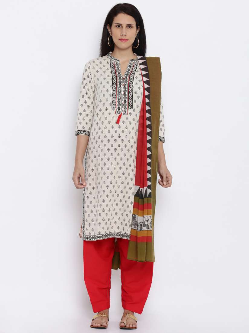 Buy Trishaa by Pantaloons White Red Salwar Suit with Dupatta Kurta Sets for Women 1514210 Myntra